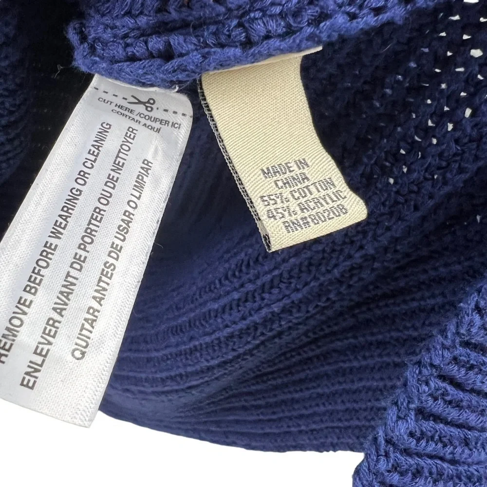 Y2K RUFF HEWN Chunky Ribbed Oversized Blue Sweater Size XL 1X V-Neck Pullover